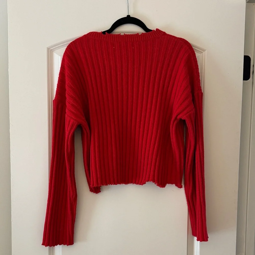 Wild Honey Vibrant Red Ribbed Sweater - Picture 4 of 6